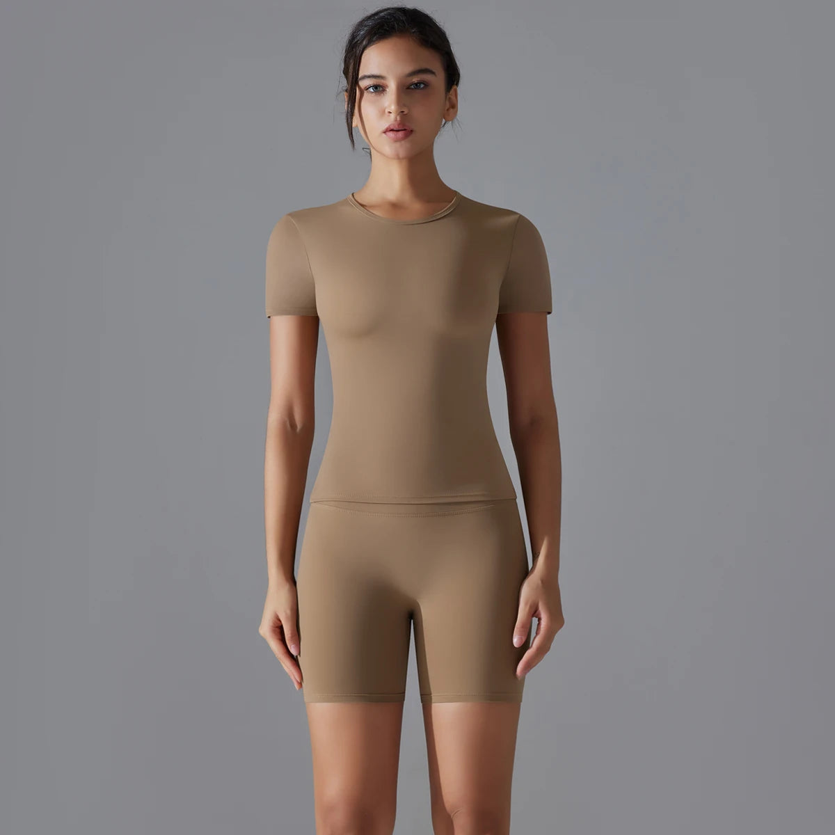 Yoga Set Women Sports Short Sleeve Top With High Waist Leggings Running Jogging Workout Workout Clothes Sports Fitness Gym Sets