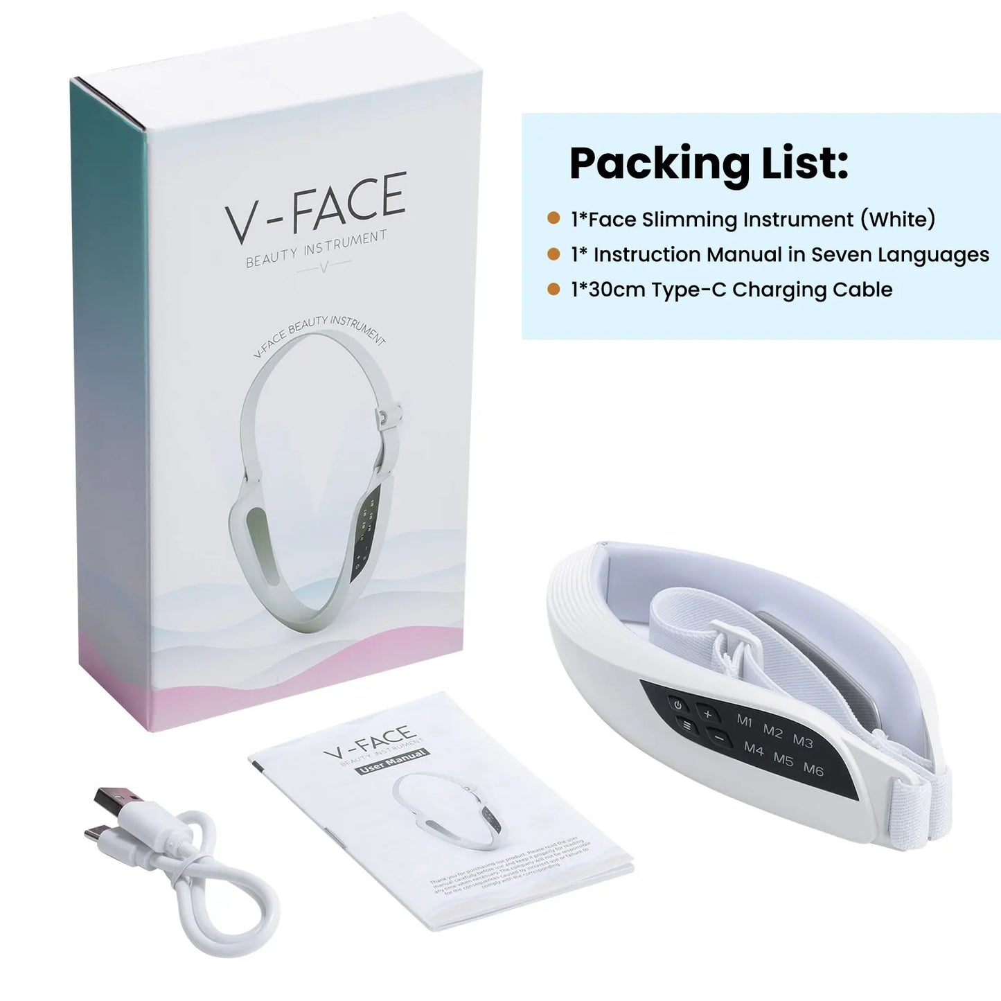 Electric V Face Lifting Beauty Device 6 Modes 8 Levels EMS Micro-current Firming Facial Massager Double Chin Removal Skin Care