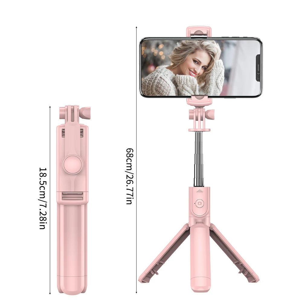 Wireless Selfie Stick Tripod Stand with Light Bluetooth Remote Extendable Tripod for iPhone Mobile Phone Tk Live Streaming