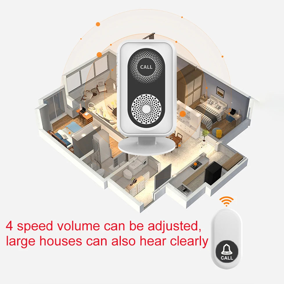 Intelligent long-distance rechargeable vibrating doorbell - Wireless, colorful, high volume - Elderly call device