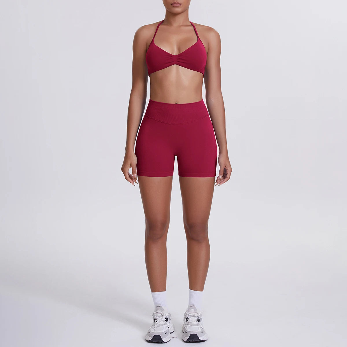 2 Pieces Yoga Set Sexy Backless Women Bra Summer Workout Gym Clothing High Waist Hip Push Up Breathable Fitness Shorts Yoga Set