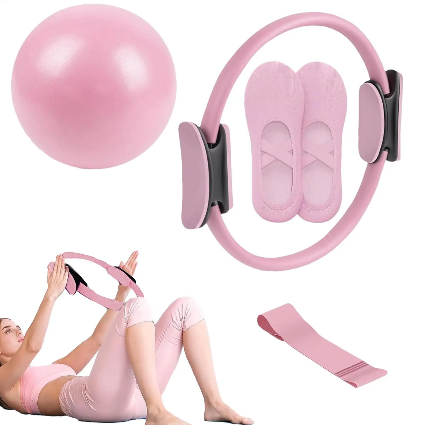 Pilates Ball and Ring Set Fitness Pilates Equipment Set Portable Resistance Band Exercise Workout Tool For Postpartum Pregnancy