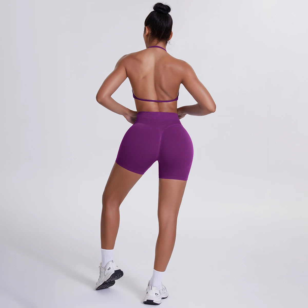 2 Pieces Yoga Set Sexy Backless Women Bra Summer Workout Gym Clothing High Waist Hip Push Up Breathable Fitness Shorts Yoga Set