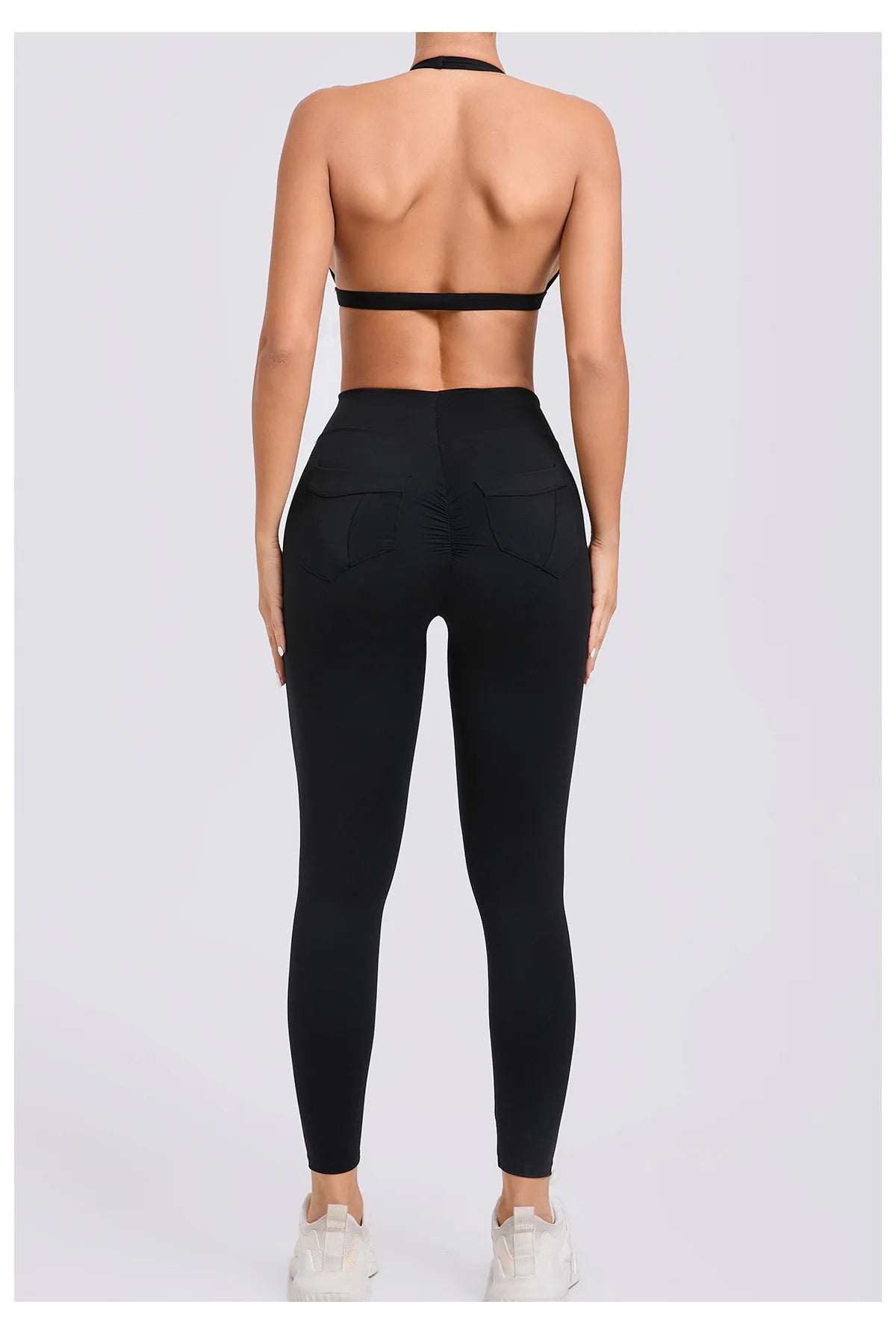 Workout Set for Women Quick Dry Yoga Outfit Seamless Sports Bra High Waist Gym Leggings with Pockets Running Fitness