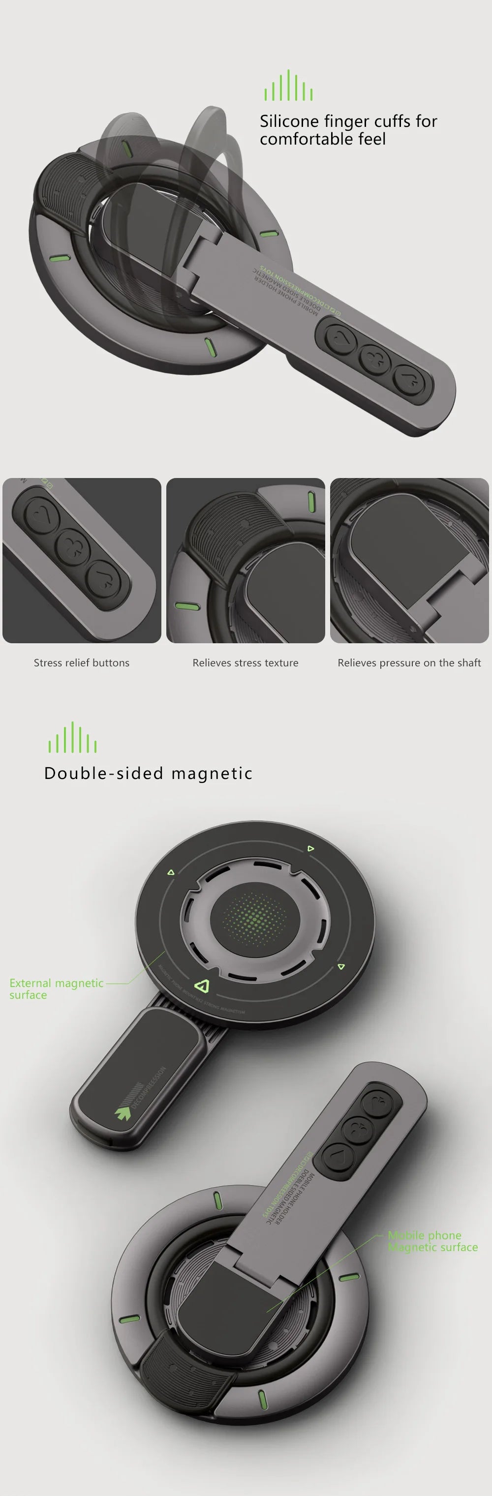 3-in-1 Magnetic Finger Ring Holder Rotate Double-Sided Magnetic Phone Stand for iPhone 17 16 15 14 13 12 MagSafe