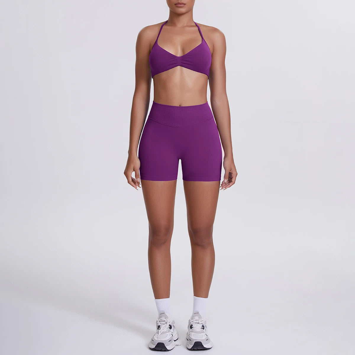 2 Pieces Yoga Set Sexy Backless Women Bra Summer Workout Gym Clothing High Waist Hip Push Up Breathable Fitness Shorts Yoga Set