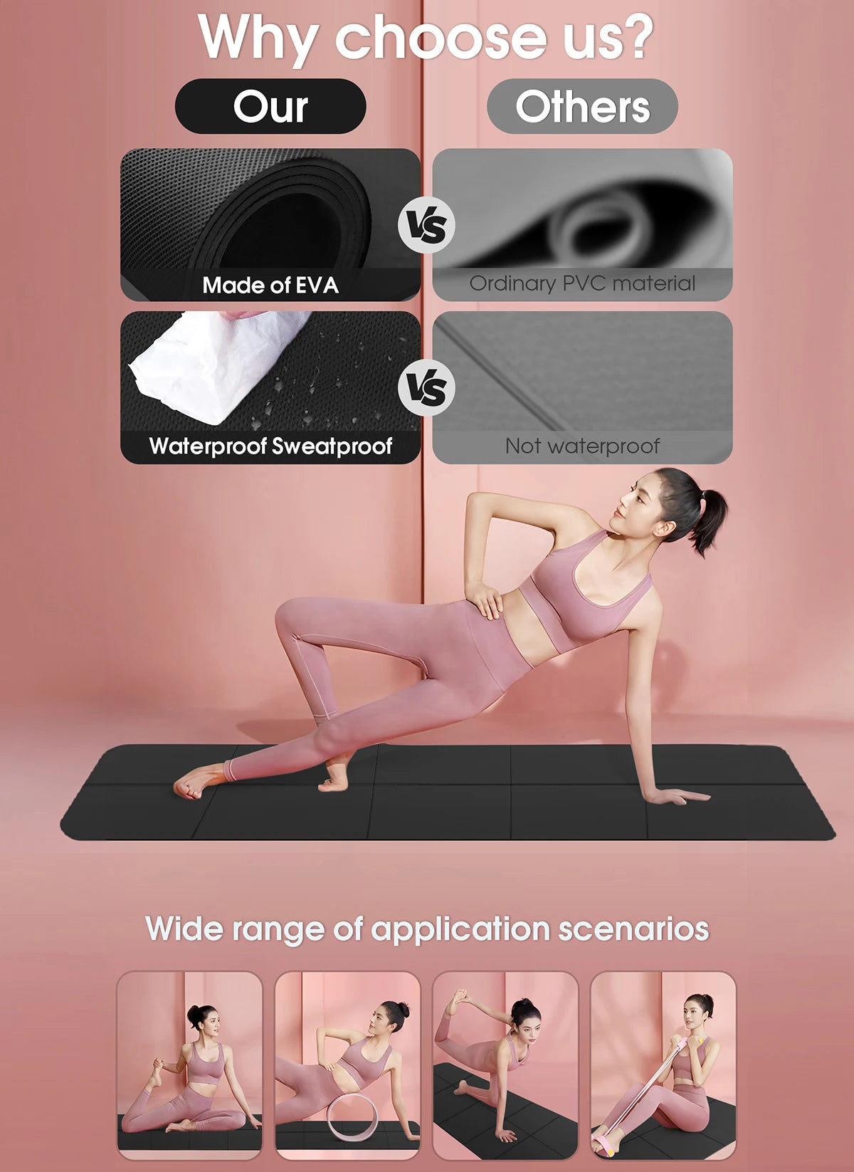 Yoga Mat Anti-skid Sports Fitness EVA Comfort Foam 4MM Thick Yoga Mat
