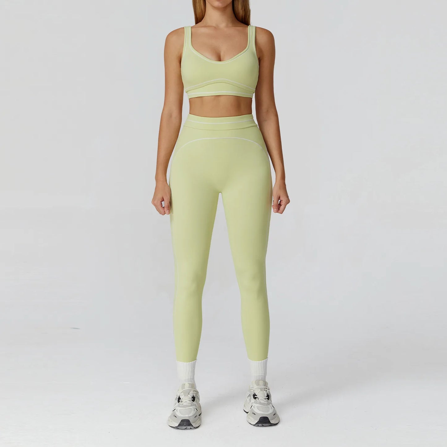 Yoga Set 2 Pieces Women Tracksuit Workout Outfits Fitness Sportswear Gym Clothes High Waist Leggings Sports Bra
