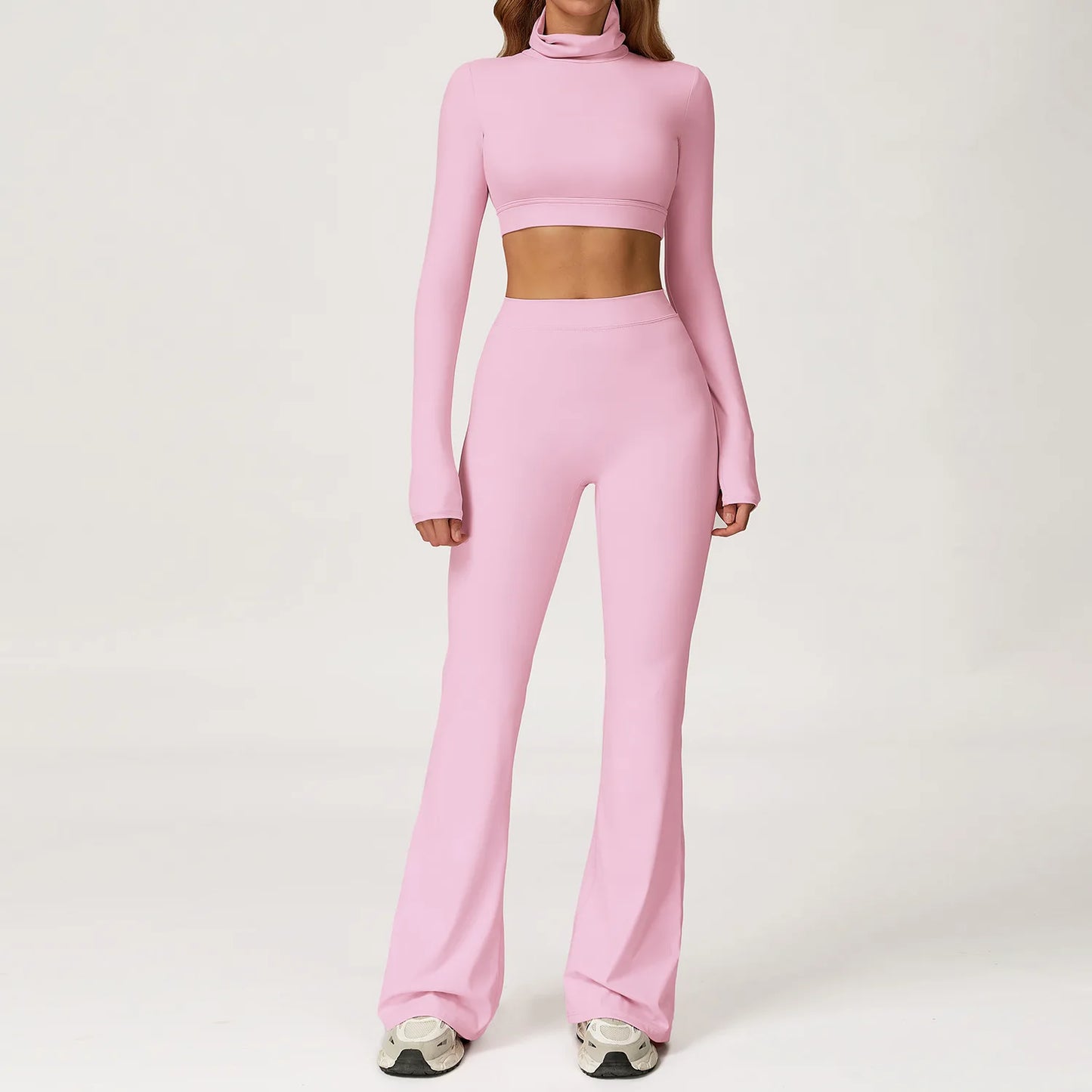 Yoga Set 2 Pieces Gym Clothes Yoga Outfits For Women Tracksuits Workout Long Sleeved Fitness Set Sport Bra Crop Top Gym Leggings