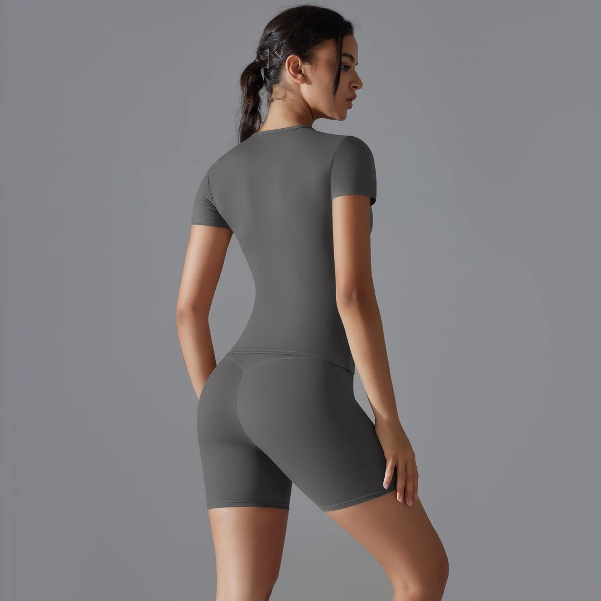 Yoga Set Women Sports Short Sleeve Top With High Waist Leggings Running Jogging Workout Workout Clothes Sports Fitness Gym Sets