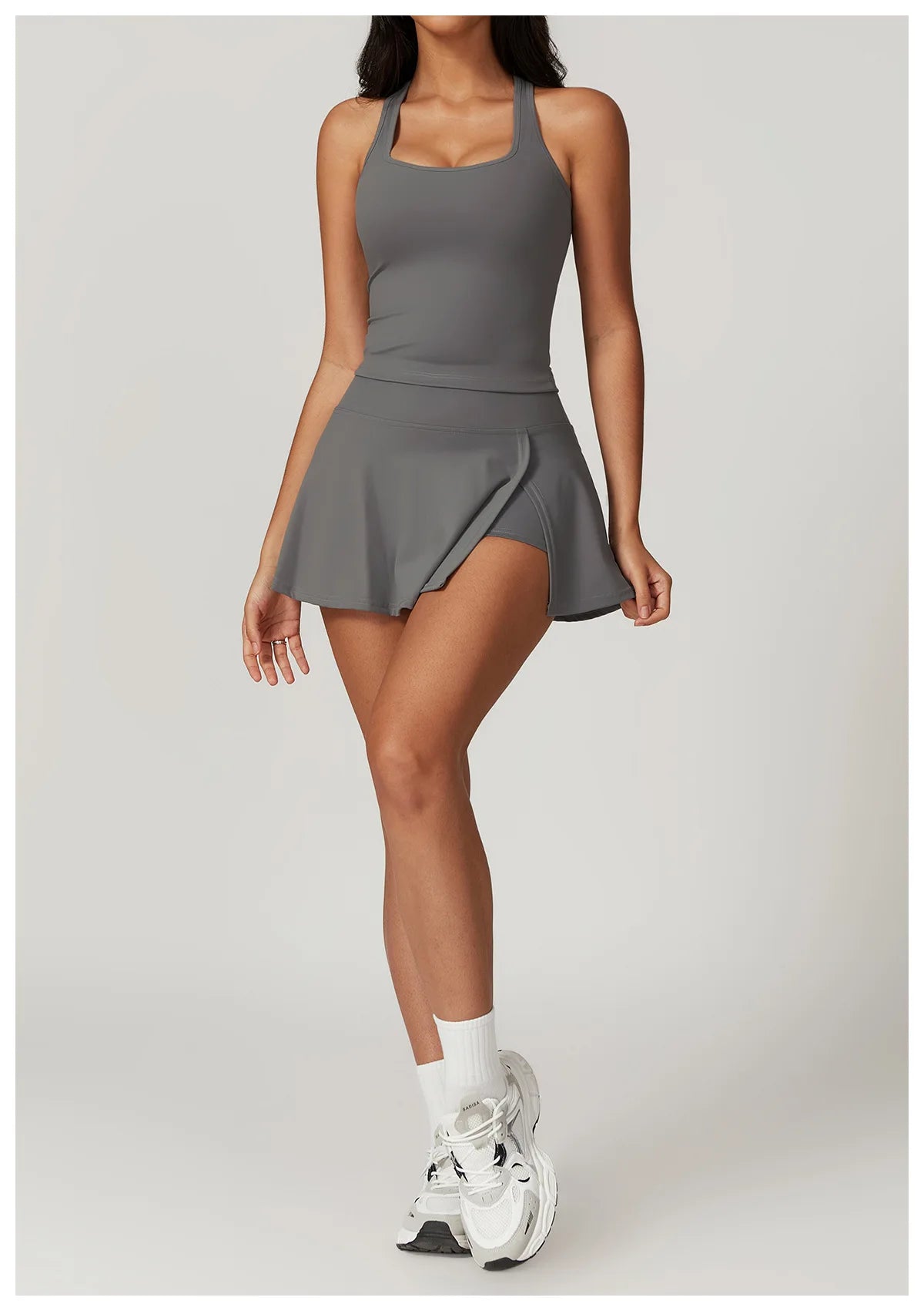 Tight Tennis Skirt Set Yoga Clothing Anti-Shine Bottom Pants Set Quick Dry High Waisted Hip Lifting Running Fitness Exercise Set
