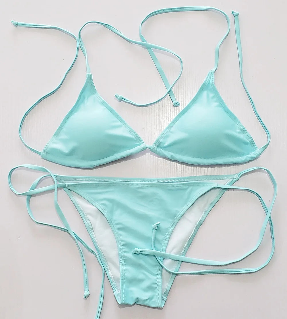 Sexy Solid Bikini Classic Quality Swimsuit Bikini Female Low Waist Plus Size Swimwear Women Beach Mini Bikini Set Bathing Suit