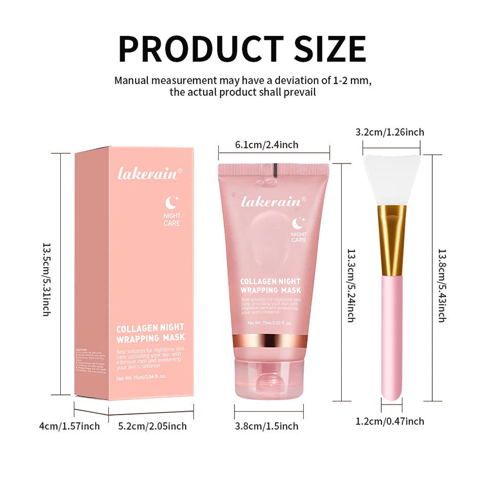 Collagen Wrapping Mask And Brush Set Rejuvenation Moisturize Brightening Korean Face Mask Make Glowy Skin