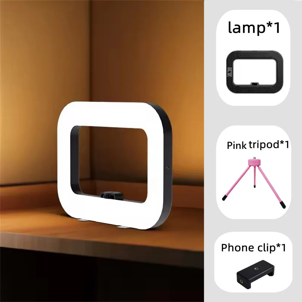 FANGTUOSI New Handheld Ring LED Rechargeable Fill light Portable Mobile Phone Live Photography Desktop Rabbit Cage Selfie Light