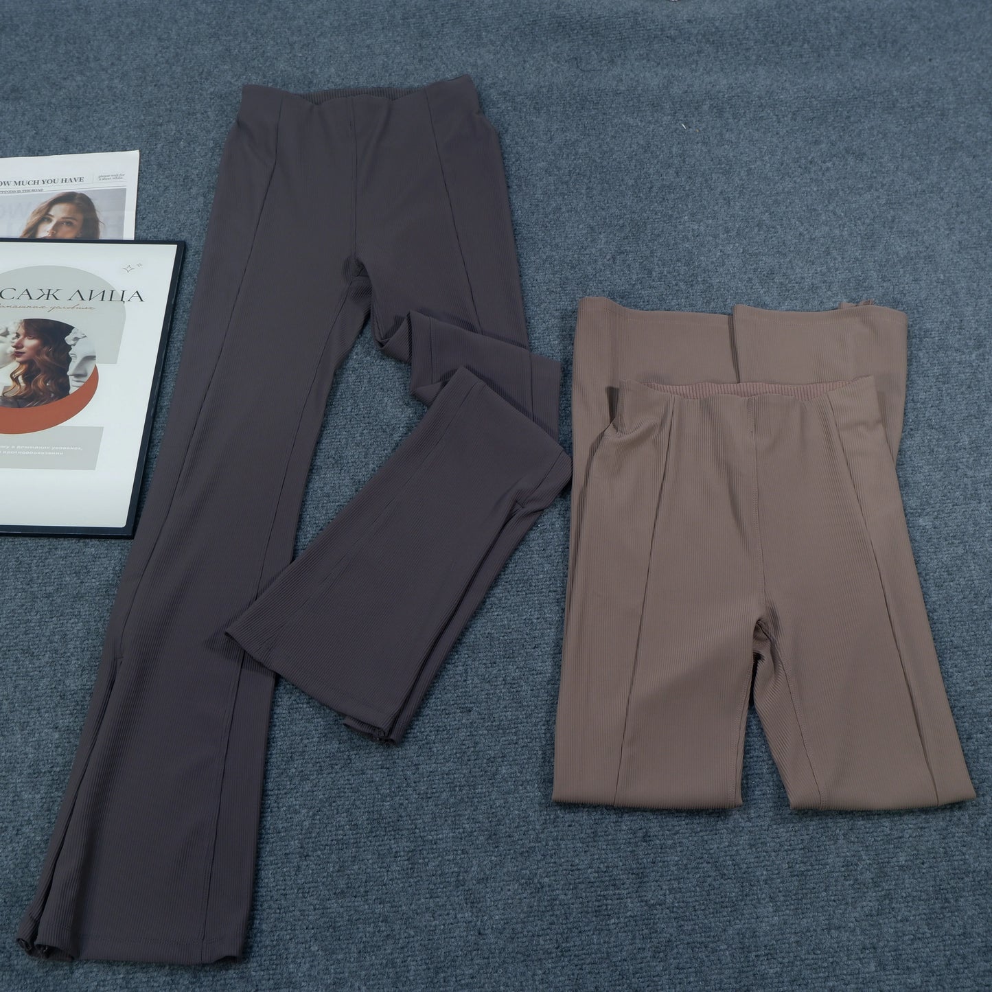 Yoga Pants for Women, High-Waisted, Ribbed, Flared, Comfortable