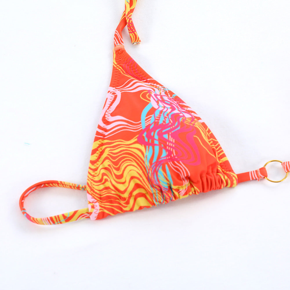 2024 New Sexy Bikini Sets Women Swimwear Printed Halter Lace-Up Thong Swimsuit Women's Bathing Suit biquinis Beachwear