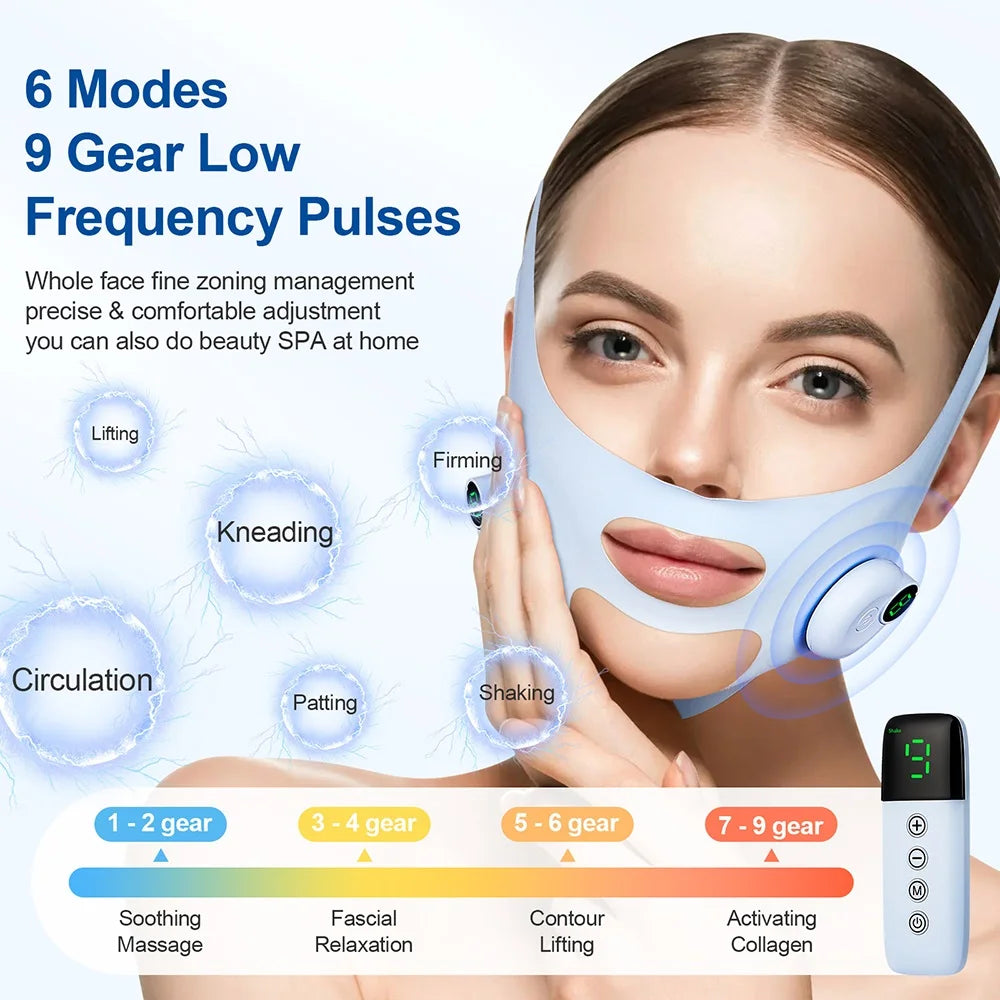 Facial EMS Lifting Machine Chin Cheek Slimming Strap Facial Shaping Massager Double Chin Removal V Line Lift Belt Skin Care Tool