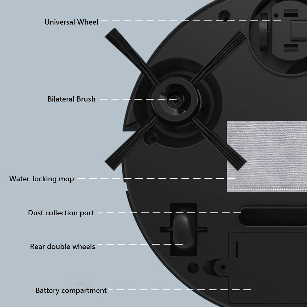 3 in 1 Robot Vacuum Rechargeable Vacuum Mop Robot Sweeping Machine Compact Cleaning Machine for Pet Hair Stubborn Dirt