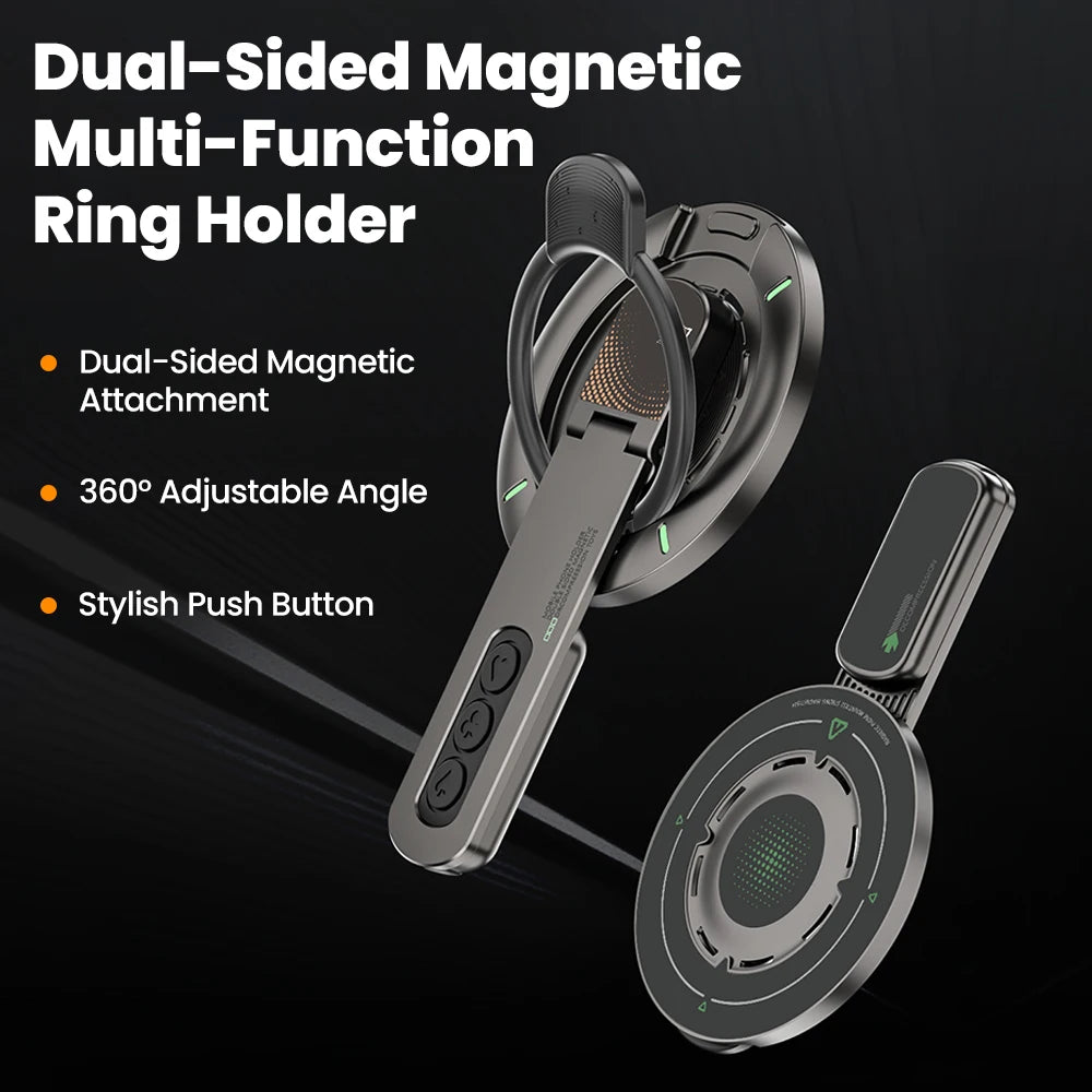 3-in-1 Magnetic Finger Ring Holder Rotate Double-Sided Magnetic Phone Stand for iPhone 17 16 15 14 13 12 MagSafe
