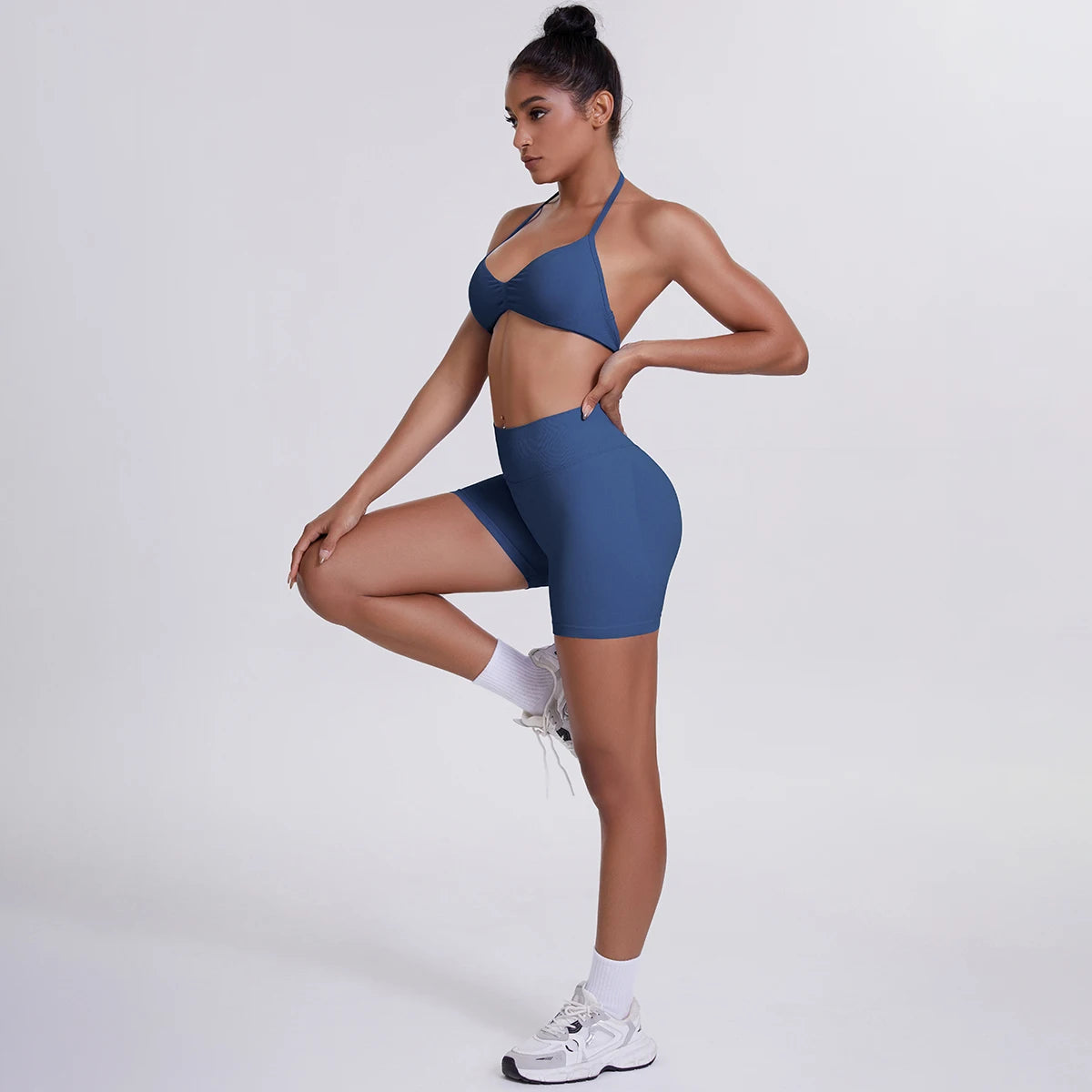 2 Pieces Yoga Set Sexy Backless Women Bra Summer Workout Gym Clothing High Waist Hip Push Up Breathable Fitness Shorts Yoga Set