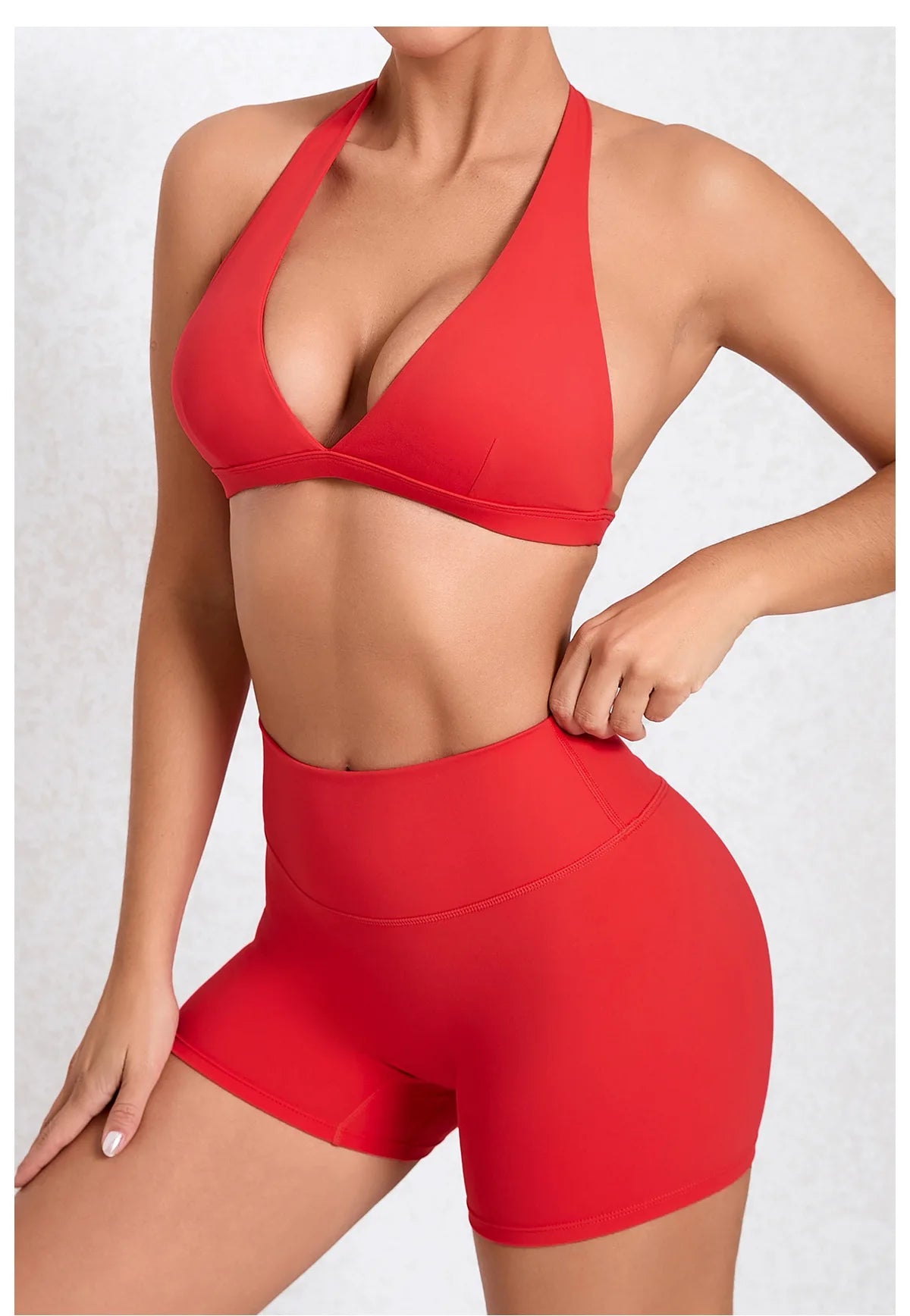 Workout Set for Women Quick Dry Yoga Outfit Seamless Sports Bra High Waist Gym Leggings with Pockets Running Fitness