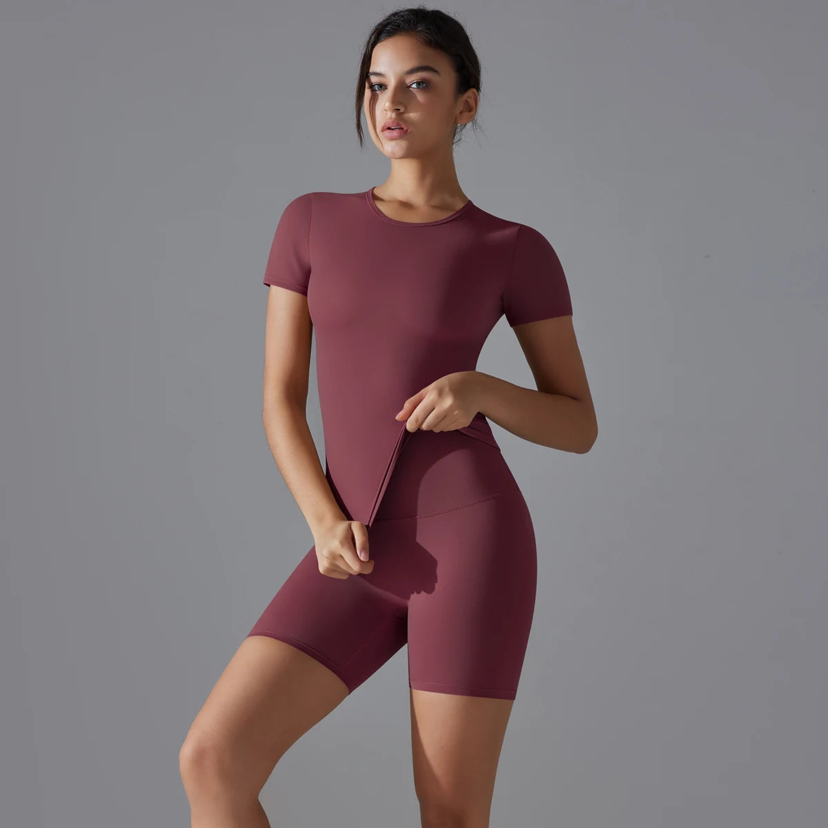 Yoga Set Women Sports Short Sleeve Top With High Waist Leggings Running Jogging Workout Workout Clothes Sports Fitness Gym Sets