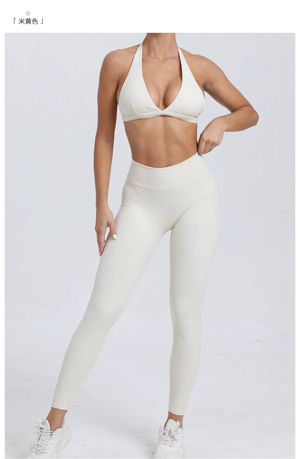 Workout Set for Women Quick Dry Yoga Outfit Seamless Sports Bra High Waist Gym Leggings with Pockets Running Fitness