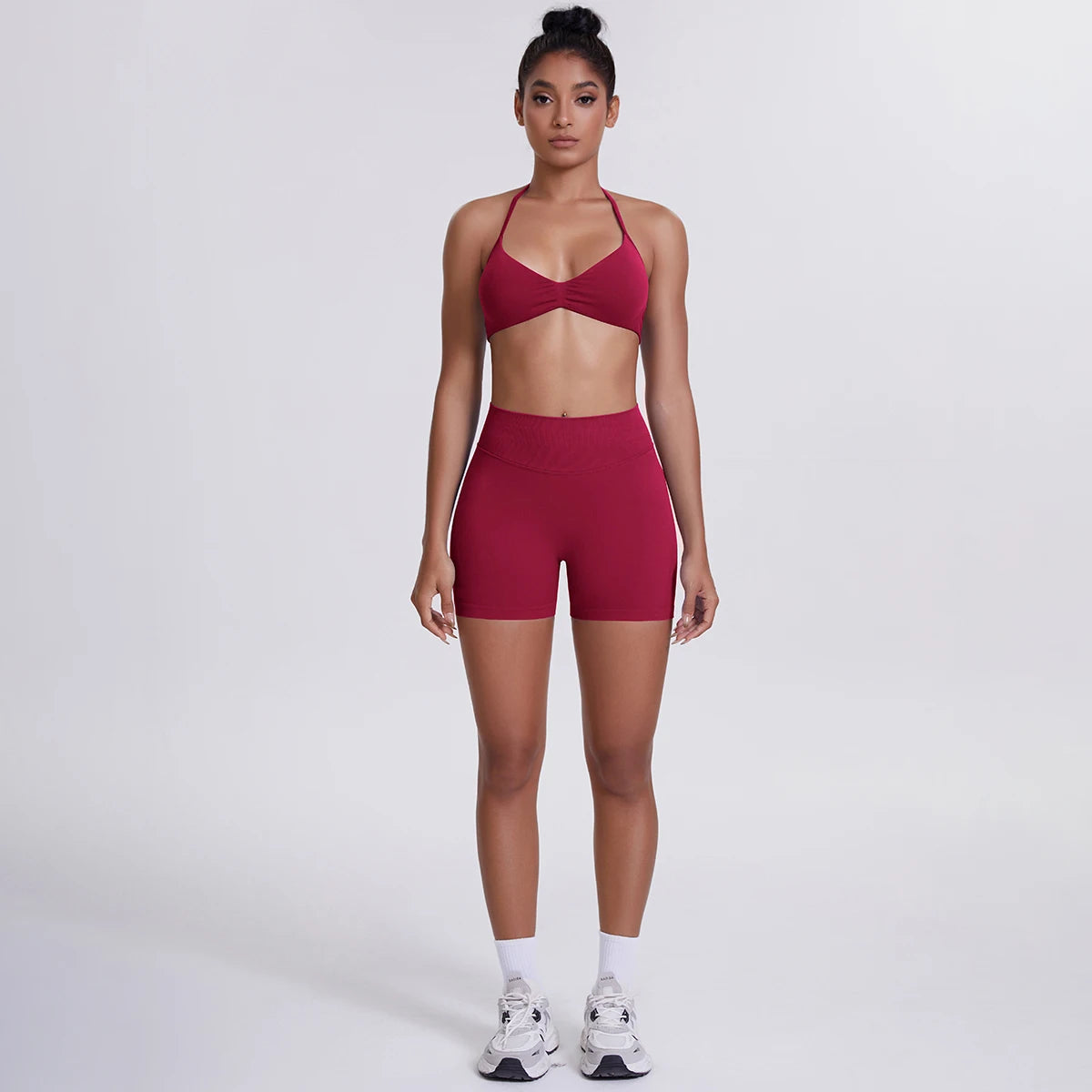 2 Pieces Yoga Set Sexy Backless Women Bra Summer Workout Gym Clothing High Waist Hip Push Up Breathable Fitness Shorts Yoga Set