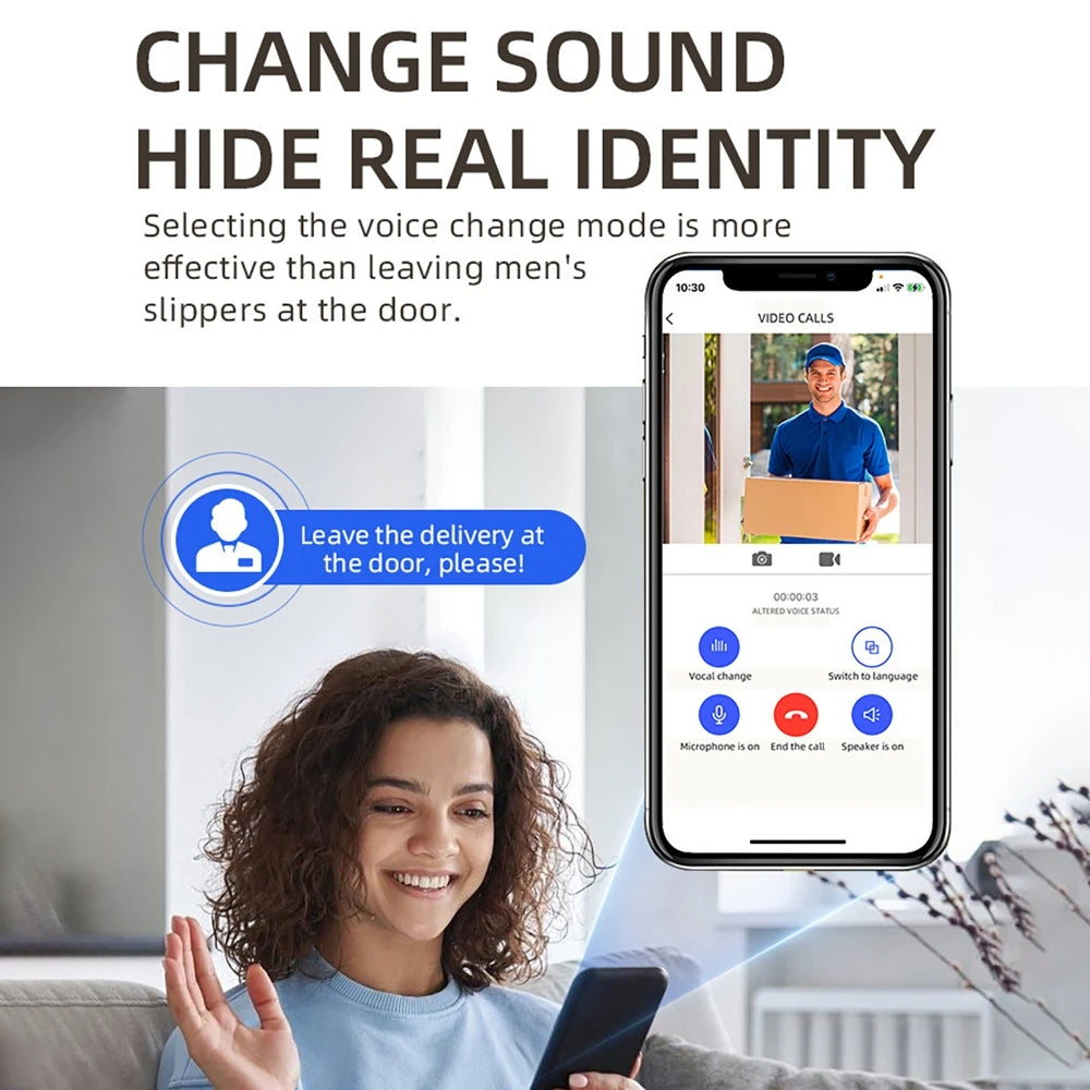 Wireless Video Doorbell bluetooth Remote Control Smart Video Monitor Voice-Changing Interco