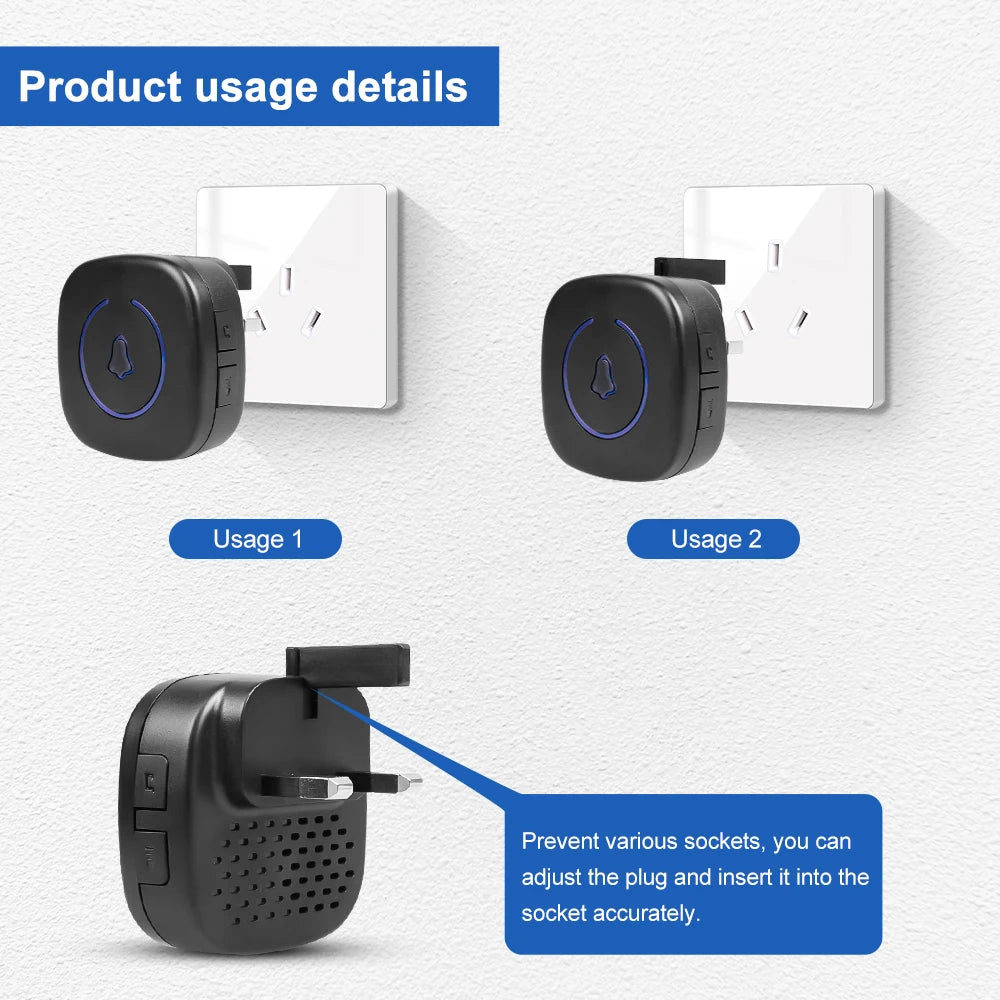 Wireless Doorbell Intelligent Welcome Door Bell 300M/984 FT