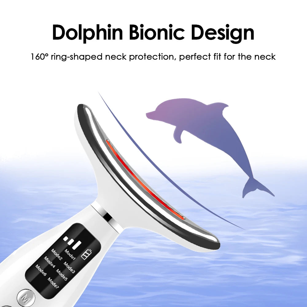 Neck Massager EMS Facial Lift 7 Light Modes Electric Skin Tightening Device LED Photon Therapy Beauty Instrument Anti Wrinkle