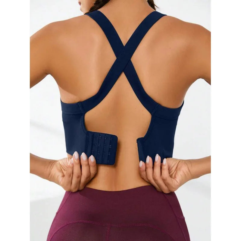 Sports and beautiful back bra set, cross-back sports bra, no chest pad, adjustable size, and can be worn inside normally.