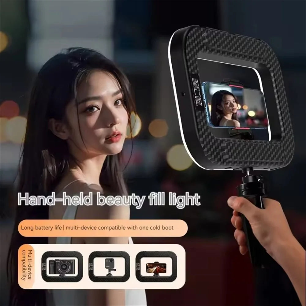 FANGTUOSI New Handheld Ring LED Rechargeable Fill light Portable Mobile Phone Live Photography Desktop Rabbit Cage Selfie Light