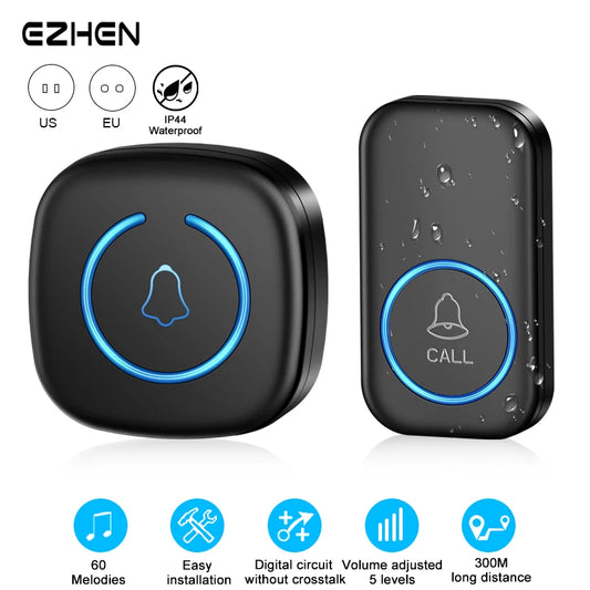 Wireless Doorbell Intelligent Welcome Door Bell 300M/984 FT
