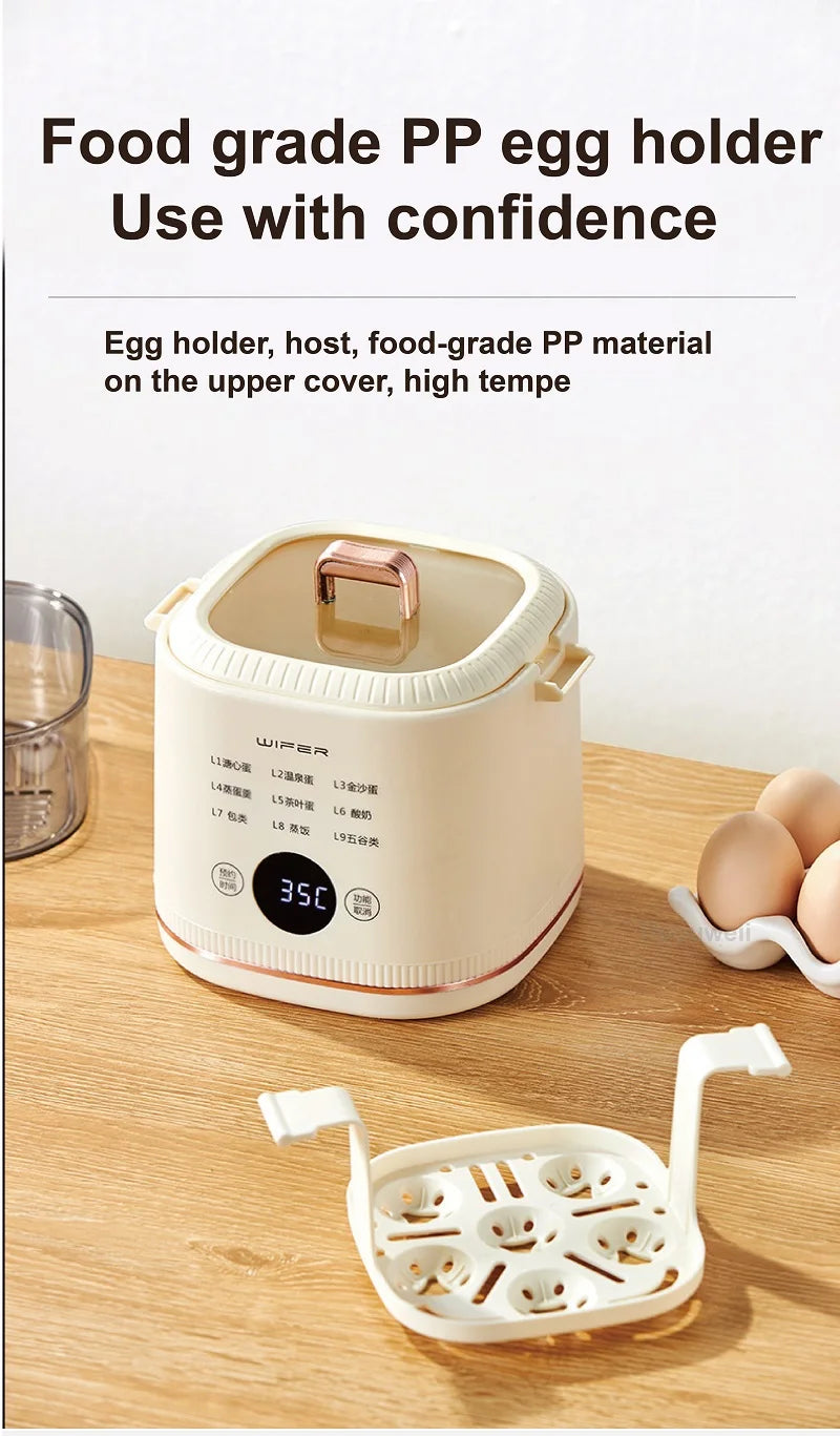 220V Multi-function Electric Steamer Egg Cooker Dormitory Breakfast Machine Reservation Soft-boiled Egg Hot Spring Egg Steamer