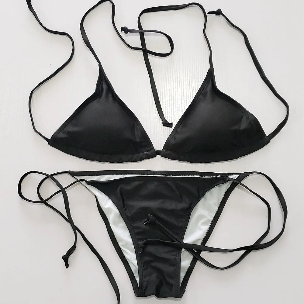 Sexy Solid Bikini Classic Quality Swimsuit Bikini Female Low Waist Plus Size Swimwear Women Beach Mini Bikini Set Bathing Suit