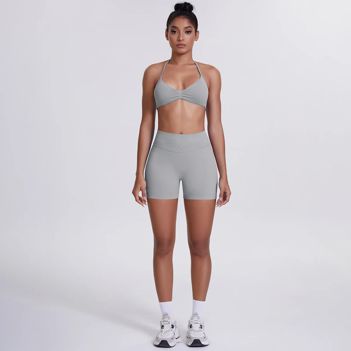 2 Pieces Yoga Set Sexy Backless Women Bra Summer Workout Gym Clothing High Waist Hip Push Up Breathable Fitness Shorts Yoga Set