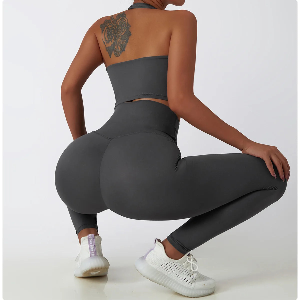 2 PCS Sportswear Women Yoga Set Gym Clothes Athletic Wear Yoga Suits Fitness Set Tracksuits Sports Bra Long Sleeve Gym Leggings