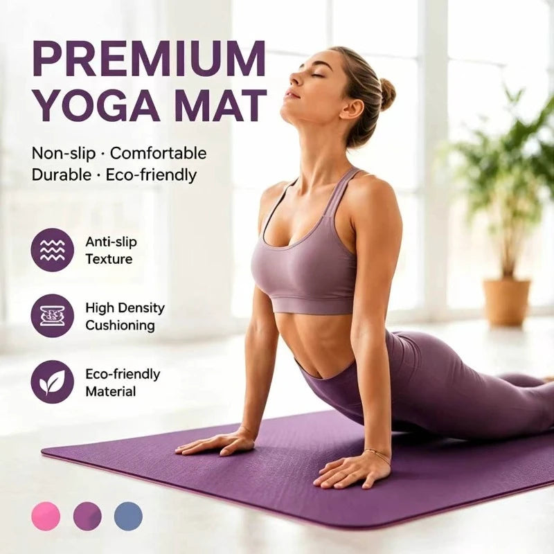 Yoga Mats Anti-slip Sport Fitness Mat Blanket Exercise Yoga Pilate Gymnastics Mat Fitness Equipment Floor Work 6MM Thick TPE