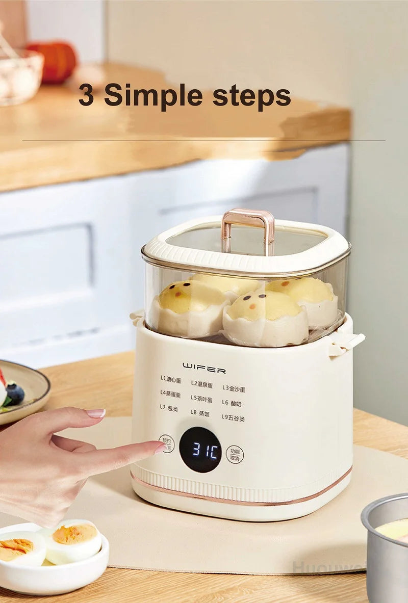 220V Multi-function Electric Steamer Egg Cooker Dormitory Breakfast Machine Reservation Soft-boiled Egg Hot Spring Egg Steamer