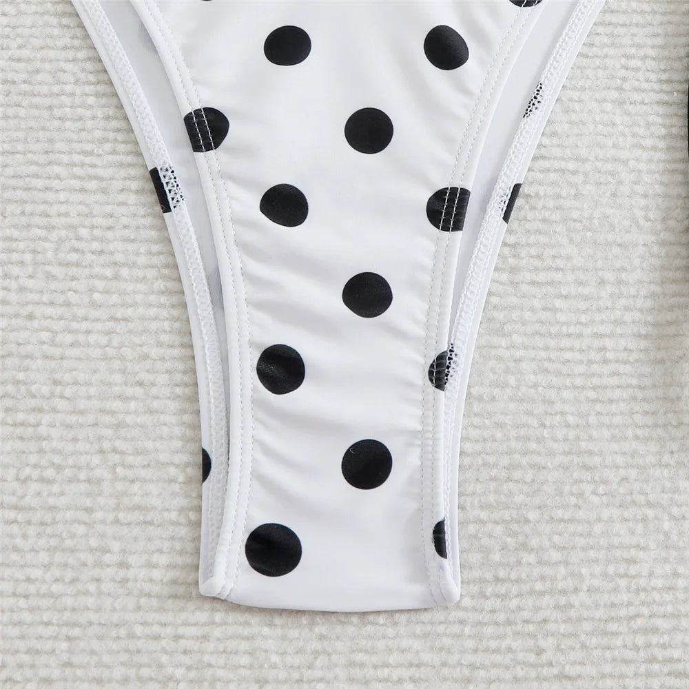 Polka Dot Print Sexy Swimsuit Halter String Thong Micro Bikini 2026 Women Lace-up Swimwear Triangle Bikinis Sets Swimming Suit