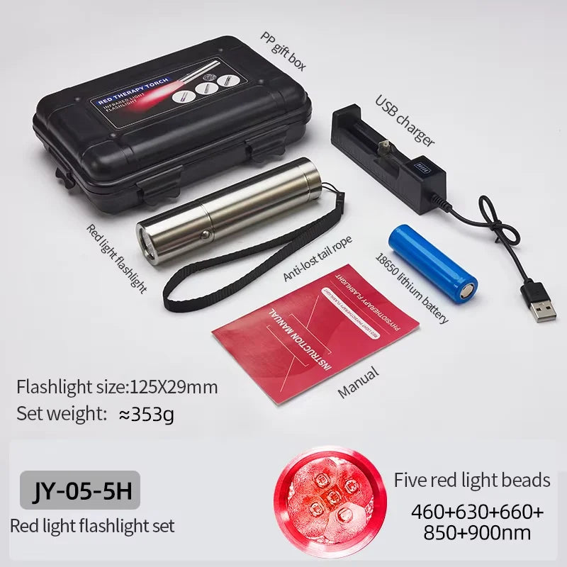 Red Light Therapy Device Pen for Body Therapy Skin Care Health 630nm, 660 nm, 710 nm, 850nm, 900nm Near Infrared Lamp