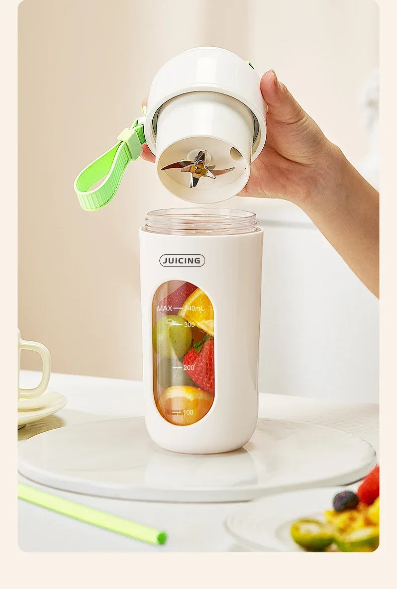 Portable Multi-function USB Wireless Juicer 12-blade Head Fast Juice Extraction 2600mAh Capacity Indoor and Outdoor Mixing Cup