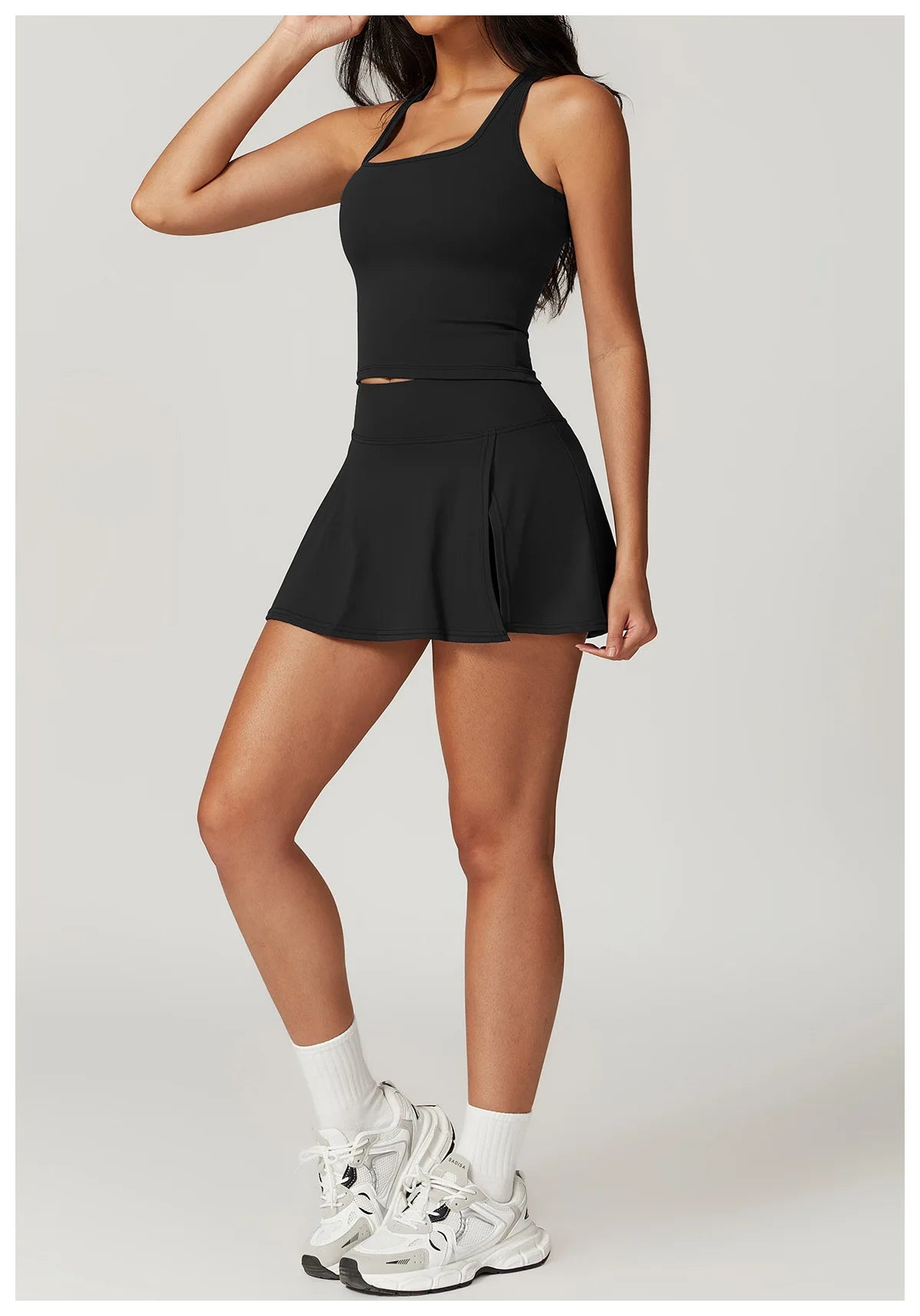 Tight Tennis Skirt Set Yoga Clothing Anti-Shine Bottom Pants Set Quick Dry High Waisted Hip Lifting Running Fitness Exercise Set