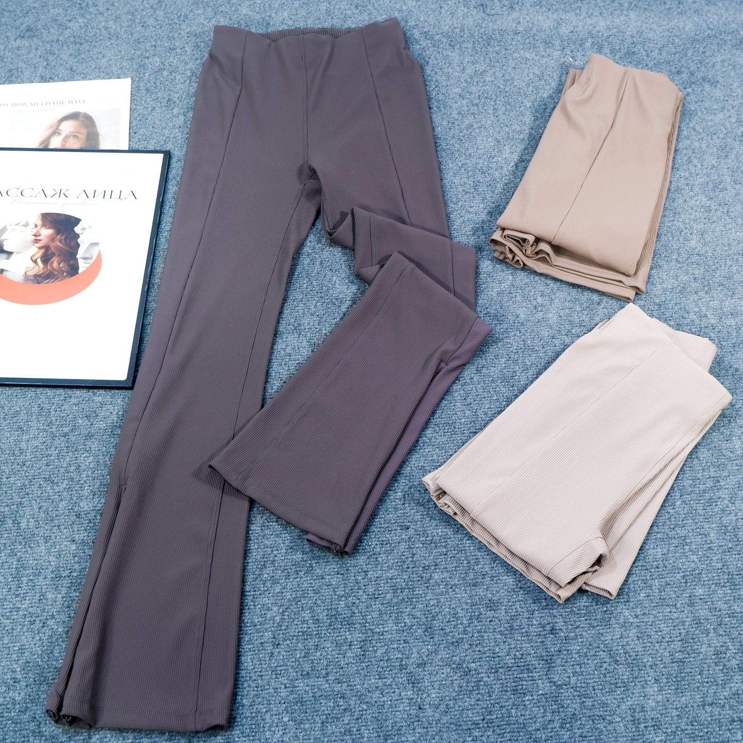 Yoga Pants for Women, High-Waisted, Ribbed, Flared, Comfortable