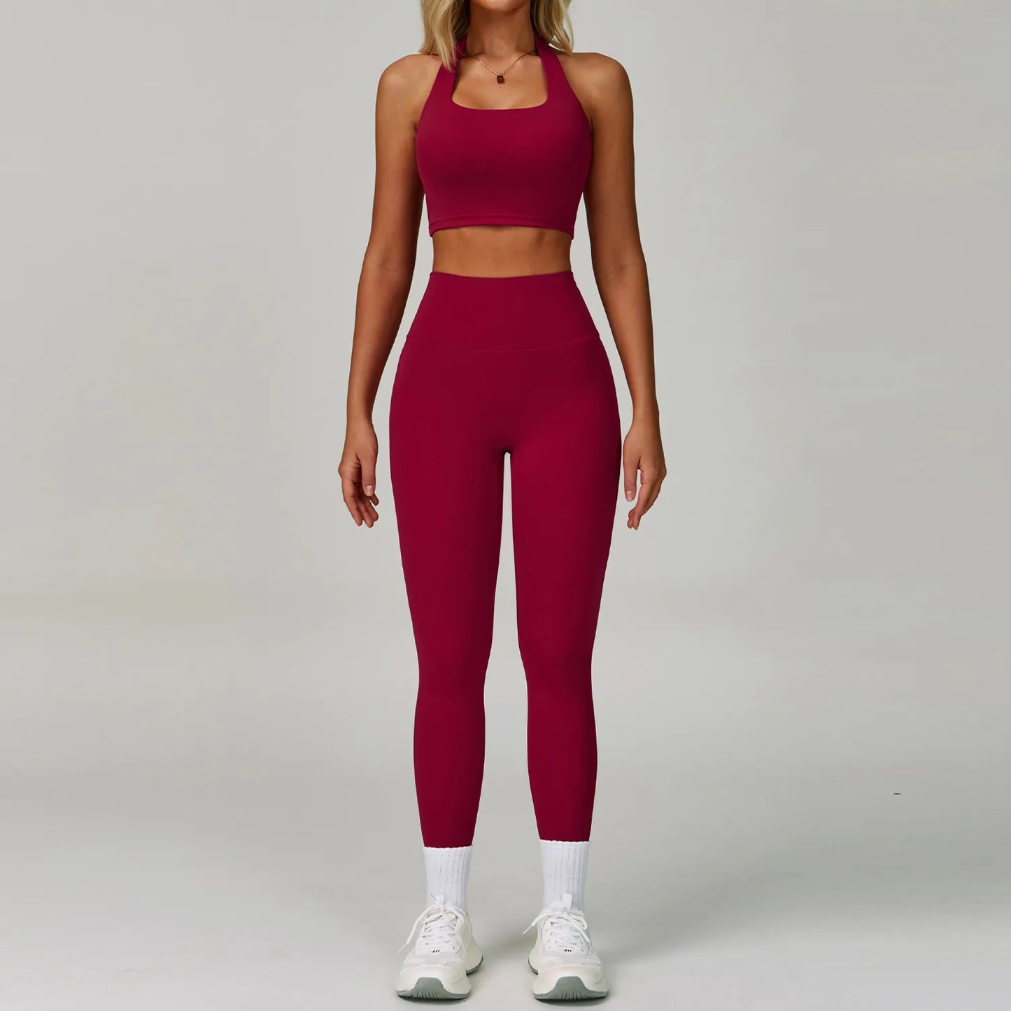 2 PCS Sportswear Women Yoga Set Gym Clothes Athletic Wear Yoga Suits Fitness Set Tracksuits Sports Bra Long Sleeve Gym Leggings