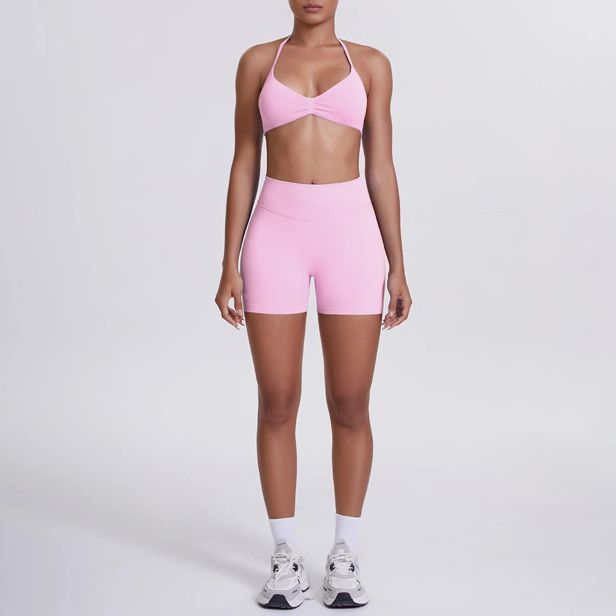 2 Pieces Yoga Set Sexy Backless Women Bra Summer Workout Gym Clothing High Waist Hip Push Up Breathable Fitness Shorts Yoga Set