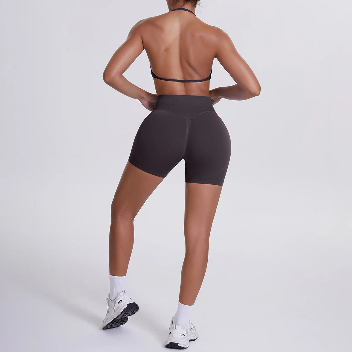 2 Pieces Yoga Set Sexy Backless Women Bra Summer Workout Gym Clothing High Waist Hip Push Up Breathable Fitness Shorts Yoga Set